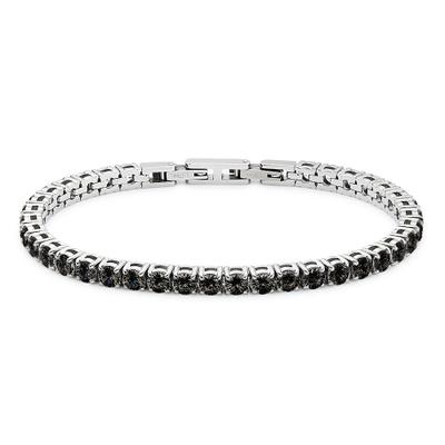 Tennisarmband BRUNO BANANI "Schmuck Geschenk Edelstahlarmband", schwarz (edelstahlfarben, schwarz, schwarz), Armbänder, Damen, 19cm, Edelstahl, Tennisarmband, mit Zirkonia (synth.)