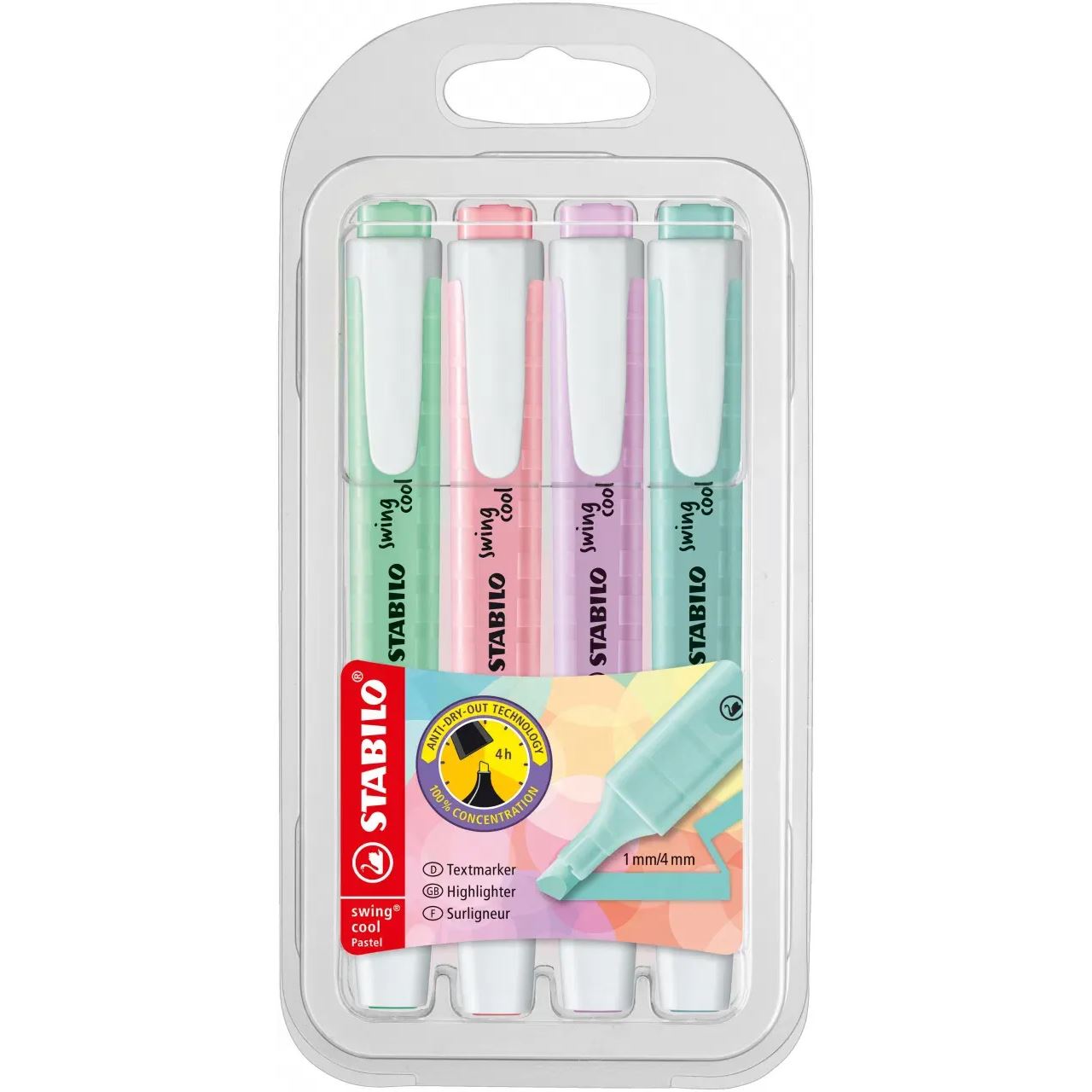 STABILO swing cool Pastel Textmarker farbsortiert, 4 St.
