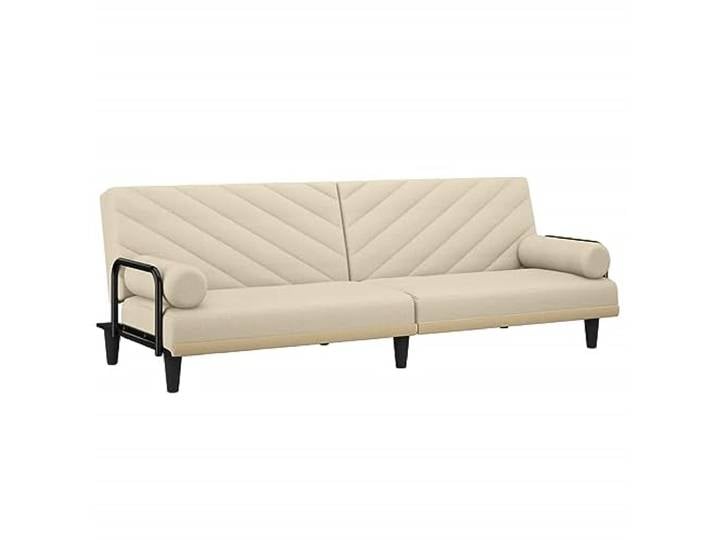 Makastle SchlafSofa Couch mit Armlehnen Creme Stoff