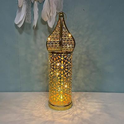 Inspire Select Moroccan Gold Hollow Lantern Elegant Ramadan & Eid Decorative Iron Light l