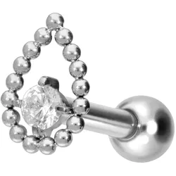 Titan Ohrpiercing mit Innengewinde TROPFEN + KRISTALL