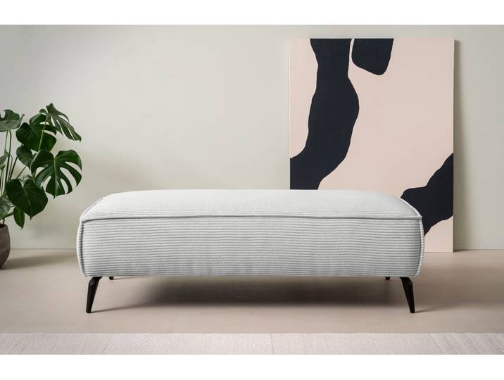 Polsterhocker GOODPRODUCT TVINNU Cord , grau (hellgrau), B:140cm H:44cm T:65cm, Hocker, Polsterhocker, zur Serie TVINNU, gemütlicher Sitzkomfort, rechteckig, schwarze Füsse