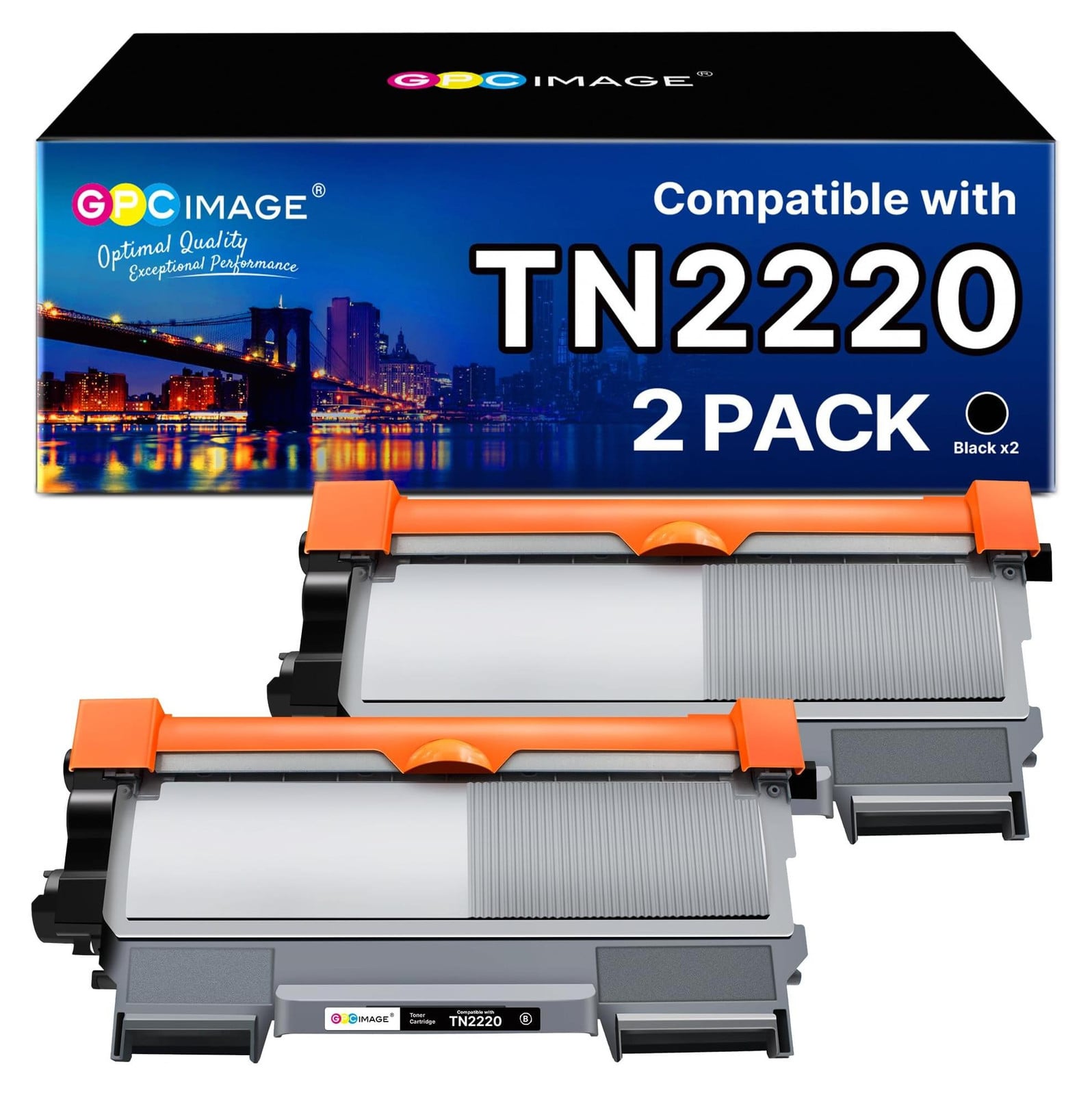 Merkloze compatibele toner cartridges voor Brother TN2220 - 2 stuks