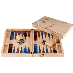Longfield Backgammon 18" - Blau/braun, Walnussholz (Deutsch, 2 Spieler)