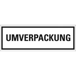 Aufkleber, Verpackungskennzeichen UMVERPACKUNG, Haftpapier, permanent, 147x50mm, 500/Rolle