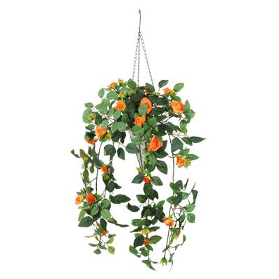 Kunstpflanze I.GE.A. "Künstlicher Rosenbusch im Korb", orange, B:30cm H:80cm L:26cm, Polyester, Kunstpflanzen, Kunstpflanze, Rosen Deko Kunstblumen Seidenblumen Blumen Blumengirlande Rosenranke
