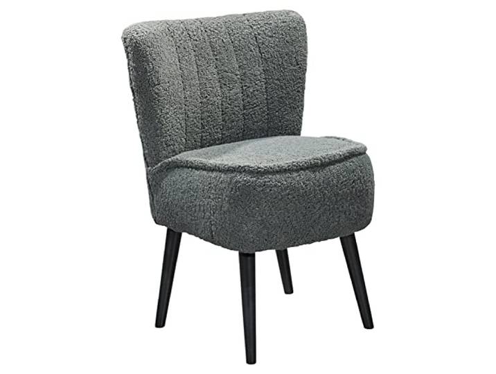 Home4You Sessel - Anthrazit - Teddystoff - Stellfüße schwarz