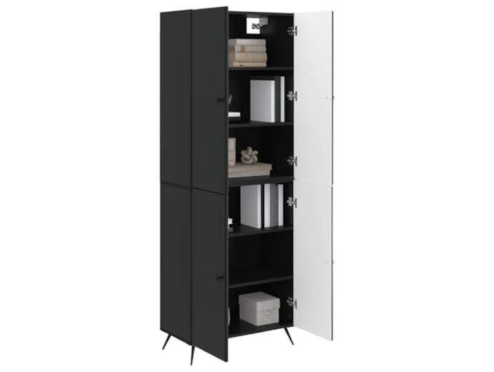 KTHLBRH Schrank-Set 2 Stück Schwarz Holz Engineered 4 Einlegeböden, 4 Türen, 20 kg pro Boden, vielseitige Aufbewahrung für Wohnzimmer und Büro