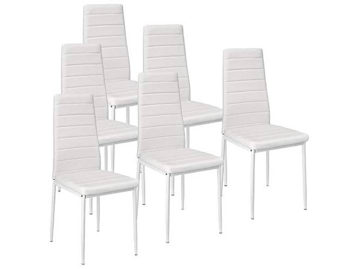 LANTUS Esszimmerstuhl, Esszimmerstühle für Küche und Esszimmer, gepolsterte Samtstühle mit hoher Rückenlehne, modern,(Weiß) – 6 Stück