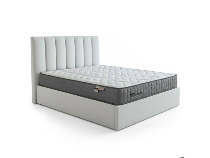 MENZZO Pack Lit-coffre Songe + Matelas Bedream 140x190cm Velours Argent - Velours Lit : L148 x P207 x H112 cmMatelas :