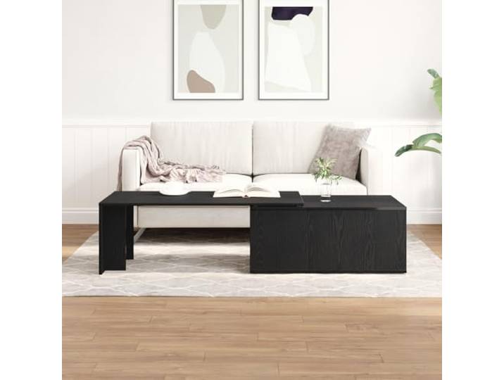HEFZGDB Couchtisch aus schwarzem Eichenholz 150x50x35 cm, Ingenieurholz mit modernem Design und pflegeleichter Oberfläche für Wohnzimmer