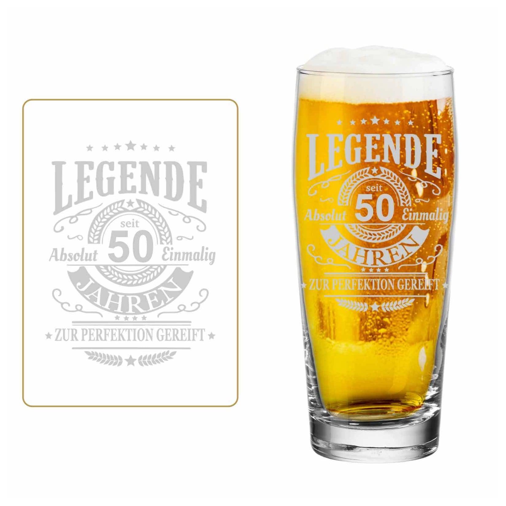 LUXENTU Willi Becher Bierglas mit Gravur Legende seit 50 Jahren 0,5 l