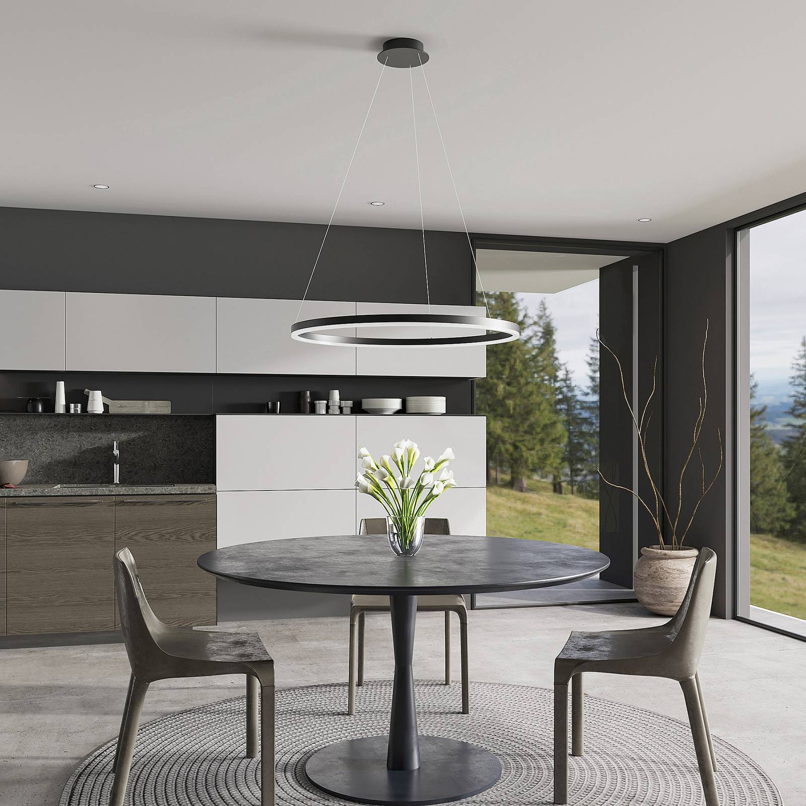 Pendant Light Albiona Arcchio, dimmable, Black, Kitchen, metal, Modern, Ceiling Light