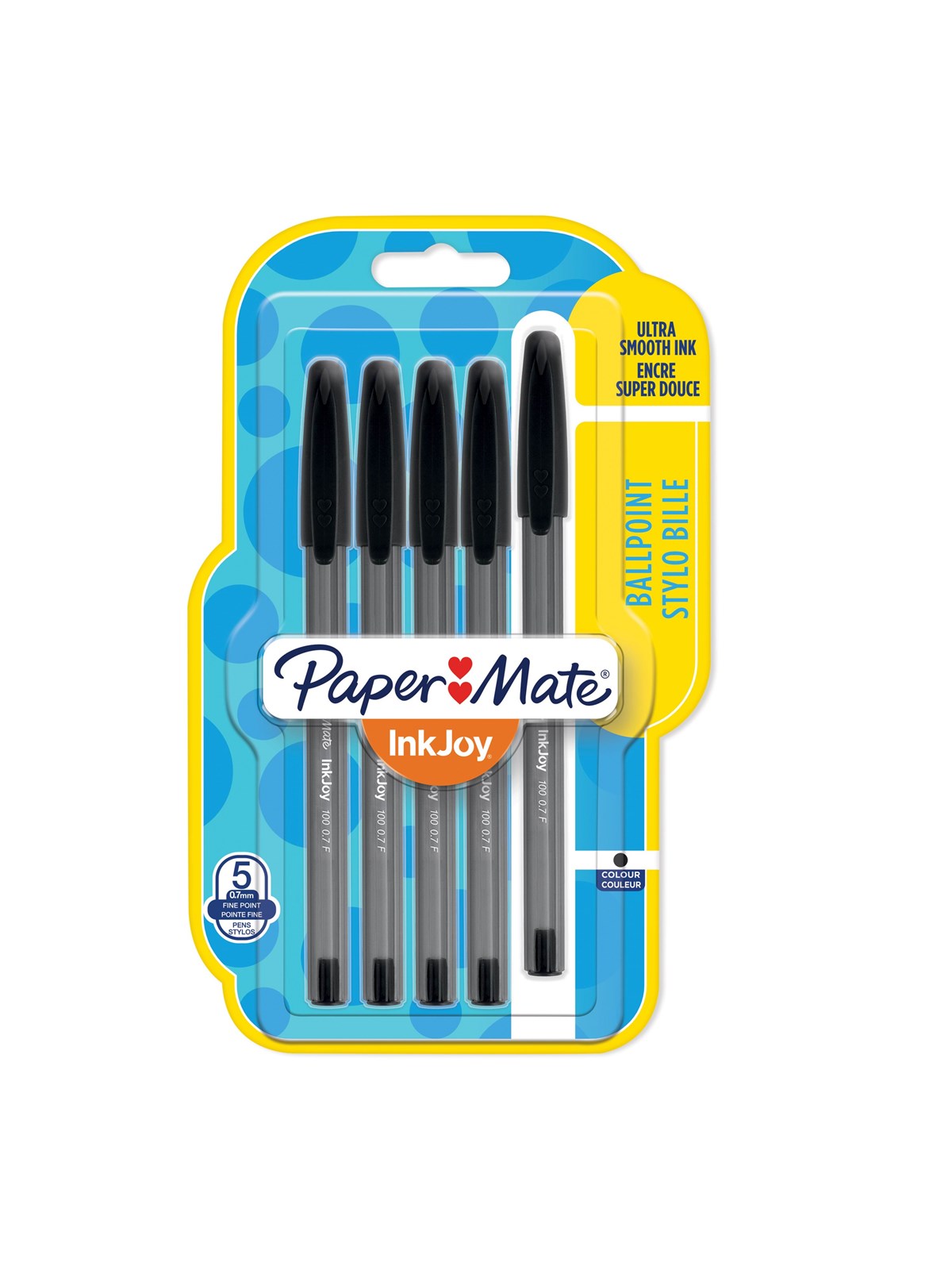 Paper Mate InkJoy 100ST Kugelschreiber | feine Spitze (0,7 mm) | Schwarz | 5 Stück