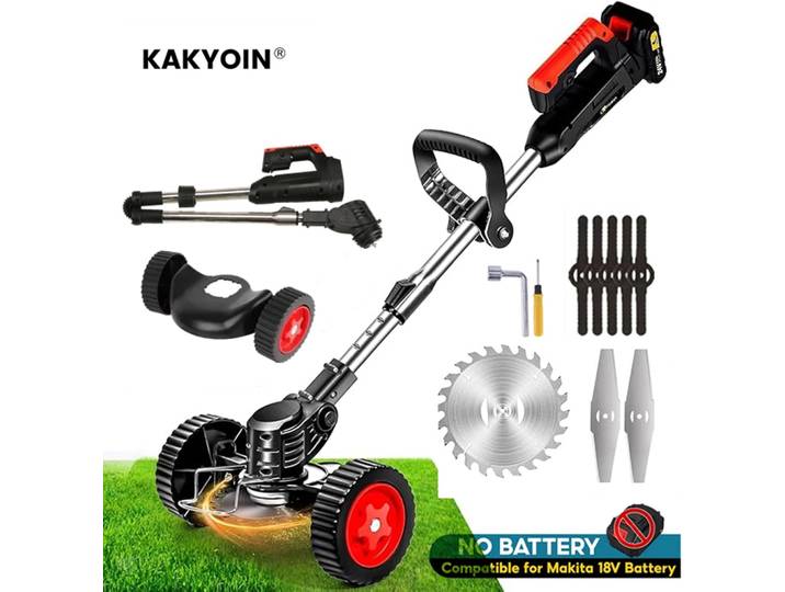 Tondeuse à gazon électrique 1850W, coupe-herbe portatif sans fil à longueur réglable, pour batterie Makita 18V