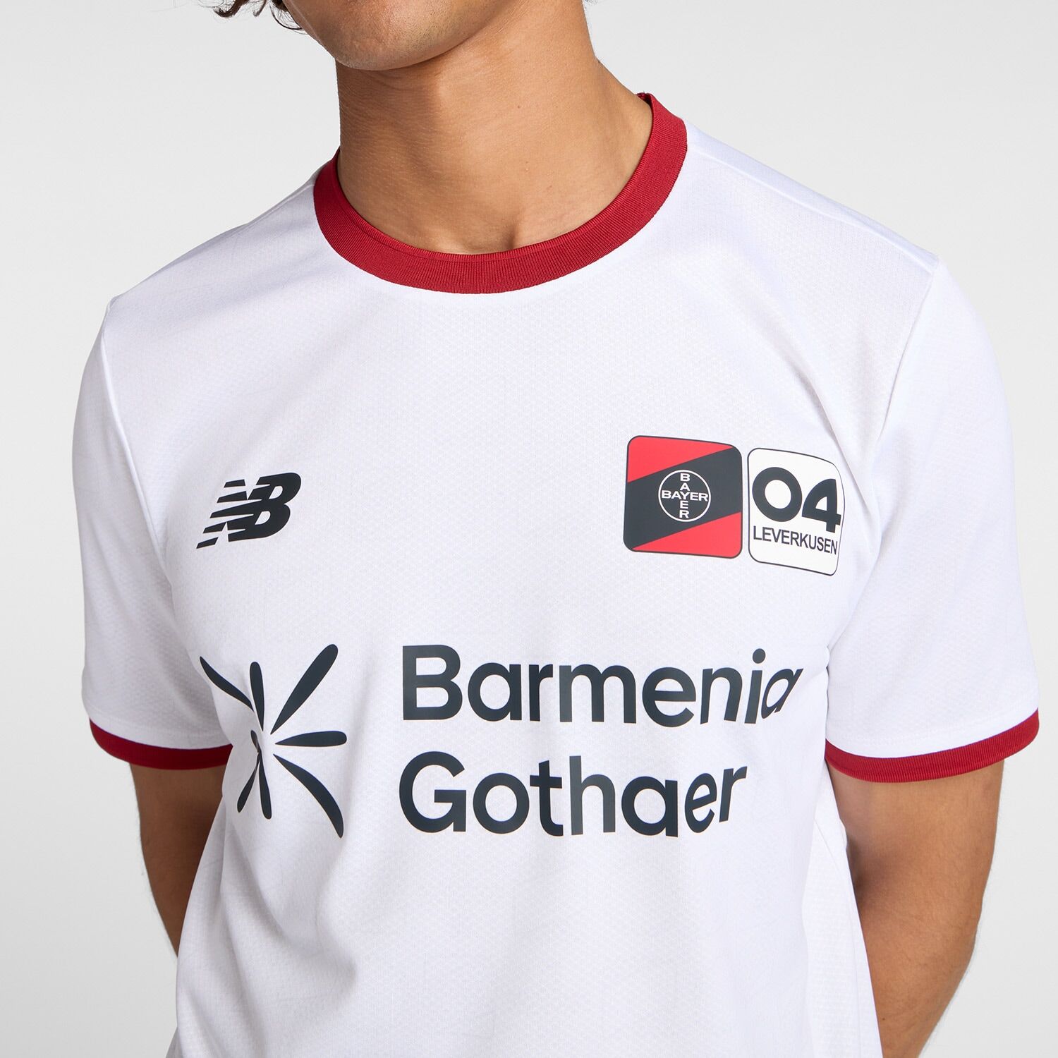 Fussballtrikot NEW BALANCE "BAYER 04 LEVERKUSEN SHORT SLEEVE JERSEY", Herren, Gr. M, weiss (fourth), Obermaterial: 100% Polyester, Trikots Fussballtrikot, Sondertrikot 50 JAHRE FANCLUB fourth M