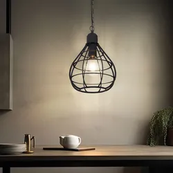 Hängelampe Pendelleuchte Deckenlampe Wohnzimmerlampe Esszimmerleuchte, Metall schwarz Gitterschirm, E27, D 25 cm