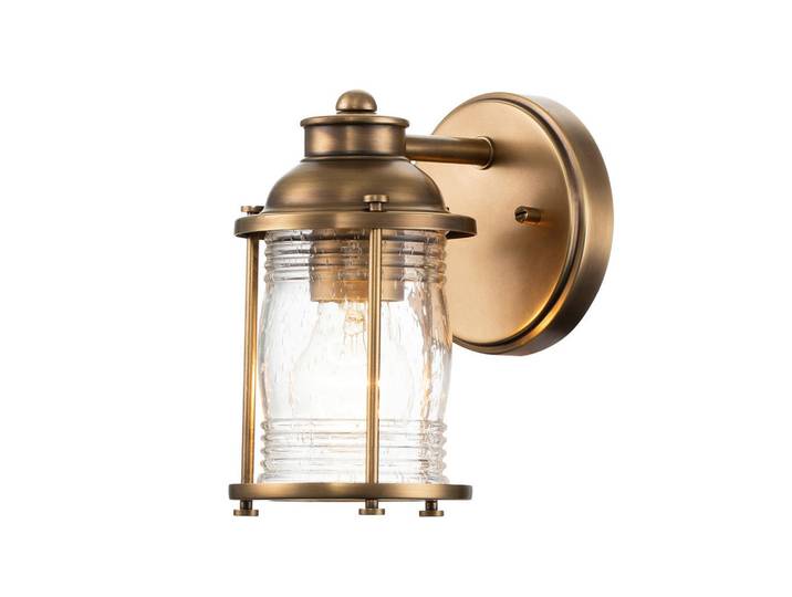 Elstead Lighting Badezimmer-Wandleuchte Ashland Bay, Messingfarben, Glas, Metall, 12.7x20.6 cm, Europäischer Sicherheitsstandard, CE, Lampen & Leuchten, Innenbeleuchtung, Wandleuchten, Spiegelleuchten