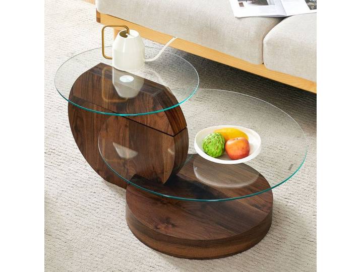 Table basse en verre trempé minimaliste moderne Design multicouche Matériau MDF de haute qualité comme support