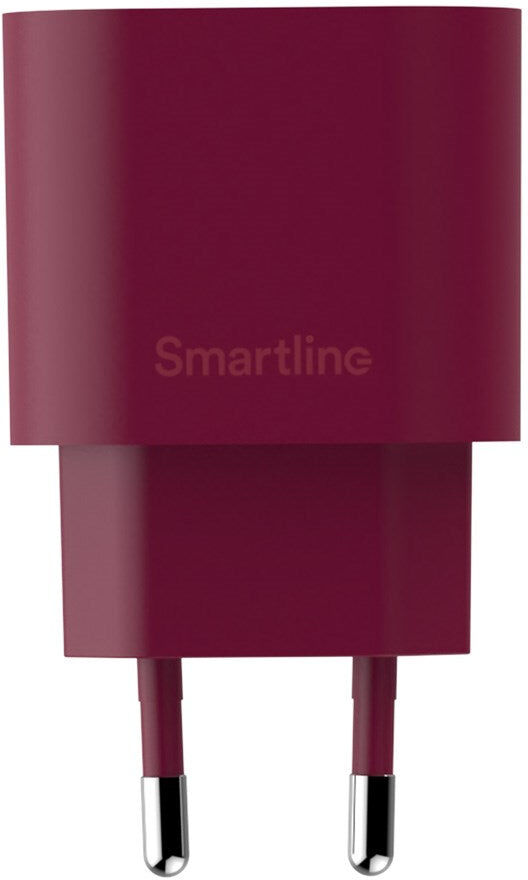 Smartline Vægoplader m. 1 x USB-C - 20W - Mørkerød