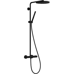 Hansgrohe Pulsify S Puro Showerpipe EcoSmart Aufputz, mattschwarz, 460 mm Brausearmlänge, 1 Verbraucher, DN15 Anschluss