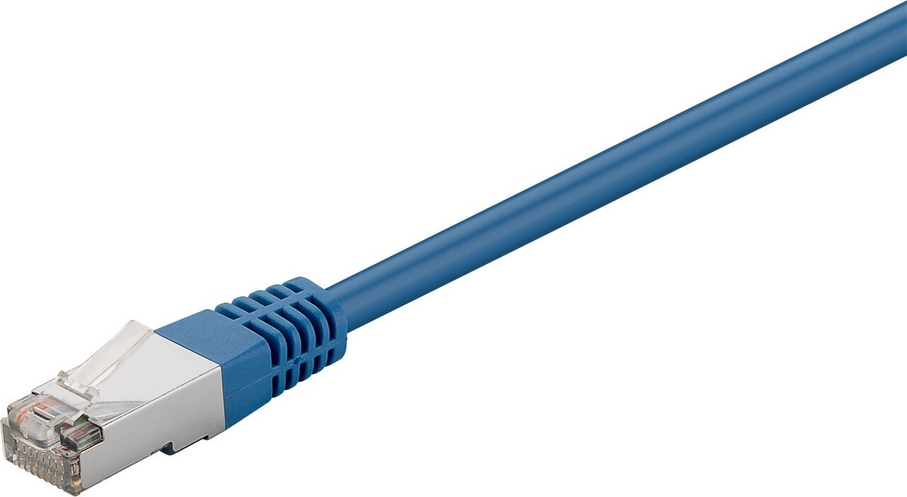 90x Goobay 73073 CAT 5e Patchkabel, F/UTP, blau, 3 m - Kupferummantelter Aluminiumleiter (CCA), ohne Fixierscheibe