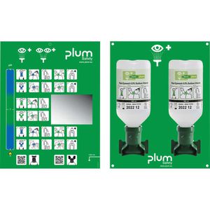 Plum Augenspülung sterile, Augenspülstation, Wandhalterung, NaCl, 2 x 500 ml