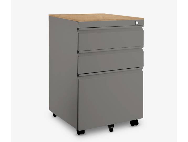 Metall Rollcontainer Grau Eiche