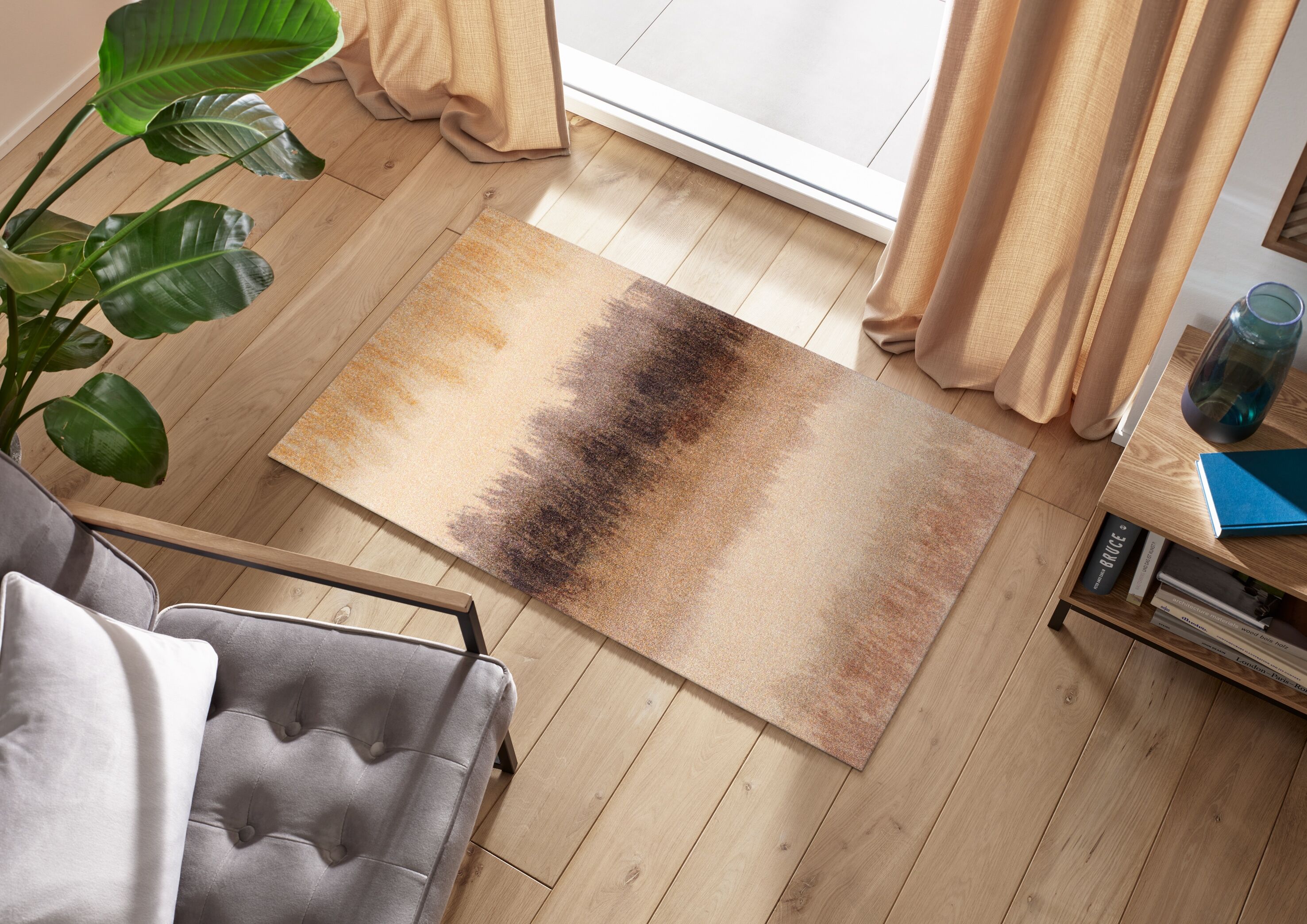 Teppich "Bronze Bands", bunt, B:70cm H:9mm L:120cm, Polyamid, WASH+DRY BY KLEEN-TEX, Teppiche, Teppich bunt B : 70cm 1 Stk., 9mm, L: 120cm