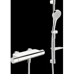 HANSA HANSAOPTIMA Duscharmatur, Thermostat, mit Umsteller, inklusive Brausestangengarnitur, chrom, 481303310009