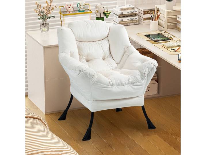 BBG Relaxsessel Lazy Chair Relaxsessel mit Metallgestell & Seitentasche, Bequemer Polstersessel mit Samtbezug, Loungesessel