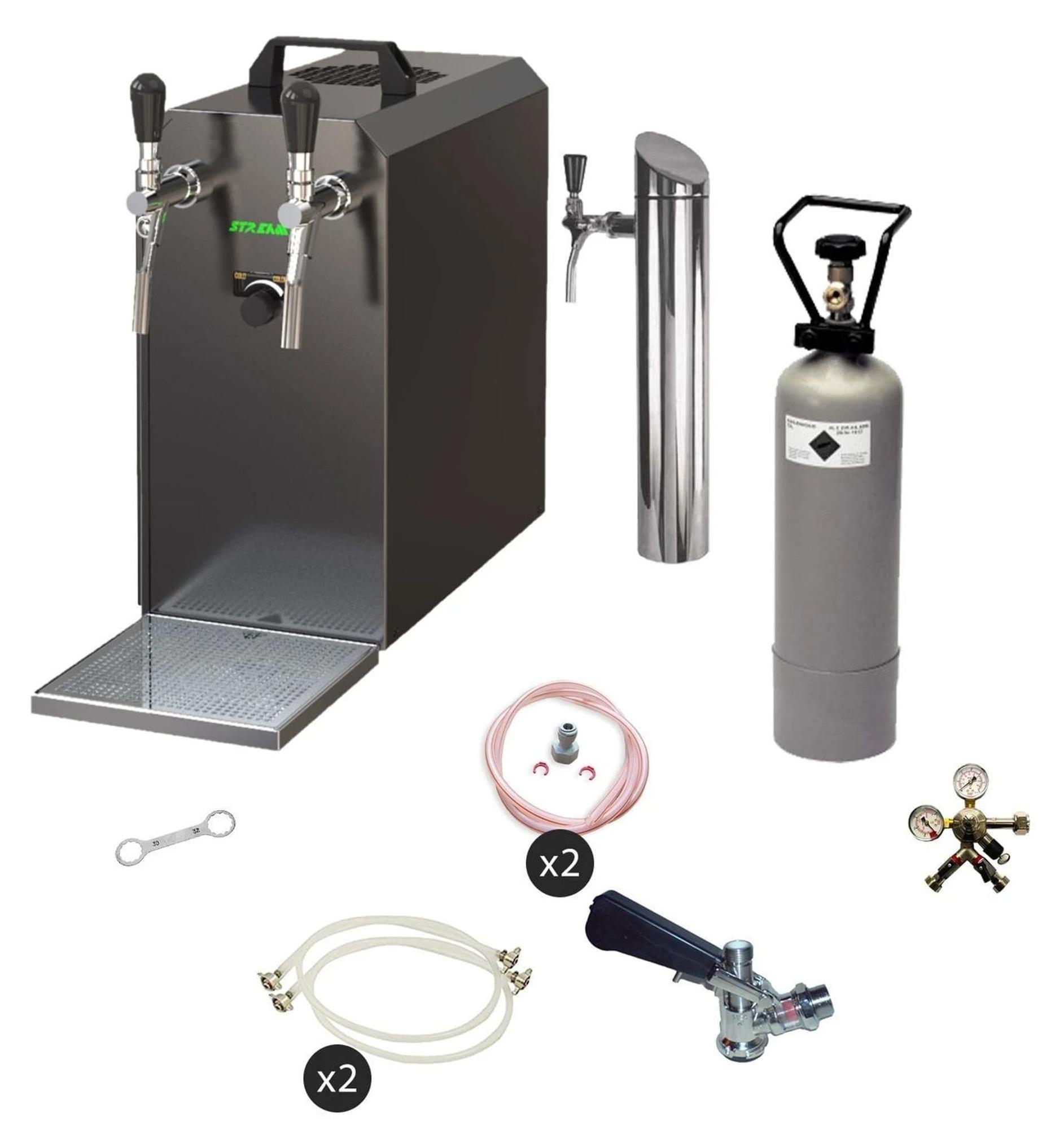 Bierzapfanlage Untertisch Komplettset STREAM 50, 2-Zug Trockenkühler, bis 55 l/h, KEG Typ D