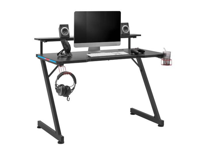 Gaming-tisch USB-Anschlüsse höhenverstellbar 120/75-90,8/64 cm Schwarz