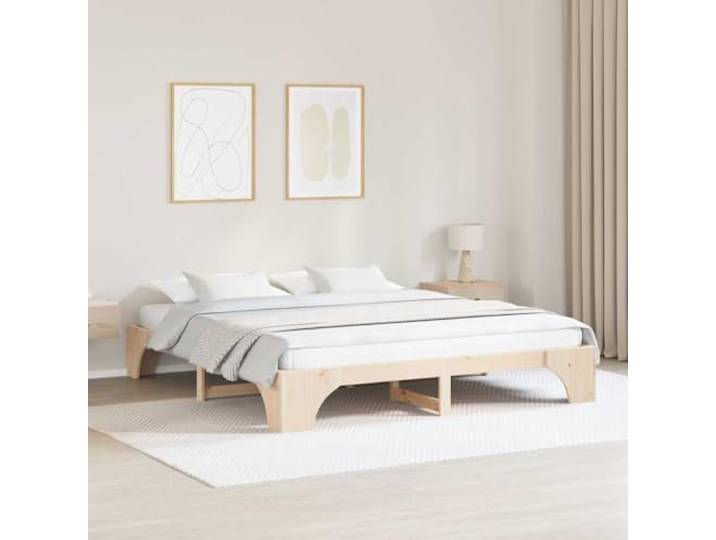 YUTAASU Bettrahmen Natur 200 x 200 cm Massives Kiefernholz Fester Lattenrost, Veredelte Rückseite, Einfache Montage, Pflegeleicht