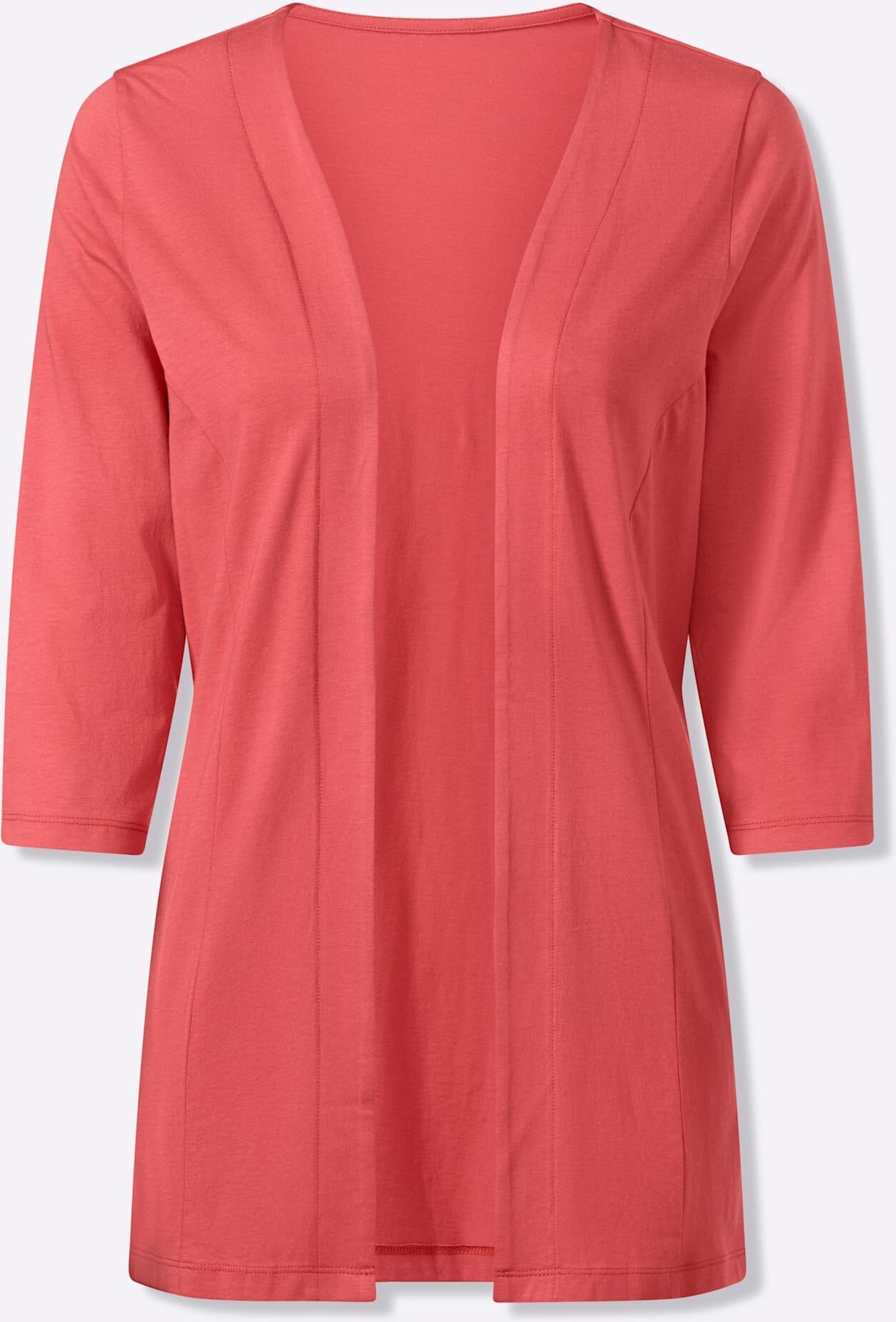 Shirtjacke "Shirtjacke", Damen, Gr. 56, grapefruit, 100% Baumwolle, unifarben, V-Ausschnitt, Shirts Shirtjacke grapefruit 56
