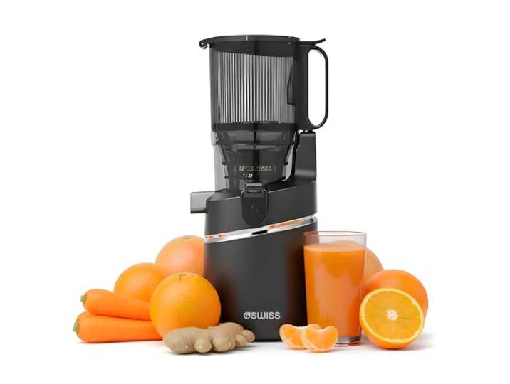 4SWISS Entsafter Slow Juicer mit 135 mm Breite, Saftpresse Elektrisch 0,5L, Entsafter Gemüse und Obst, Juicer Machine mit 37 U/min zur Nährstofferhaltung, Fruchtpresse Leicht zu Reinigender (WB025)