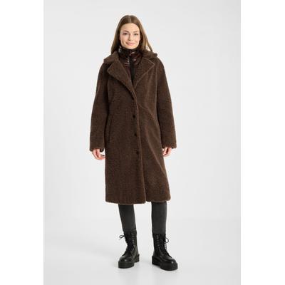 Wintermantel FRIEDA & FREDDIES "Frieda & Freddies Teddy-Mantel mit Inlay", Damen, Gr. 34, braun (mocha), 100% Polyester, Mäntel Wintermantel