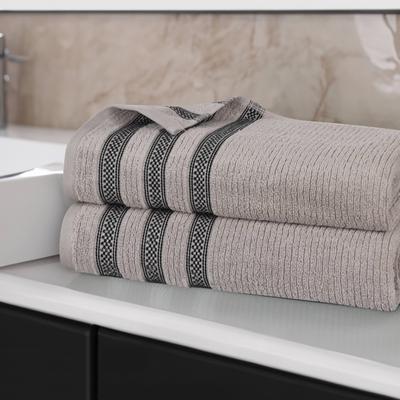 Superior Brea Zero Twist Cotton Ribbed Modern Bath Sheet Set of 2