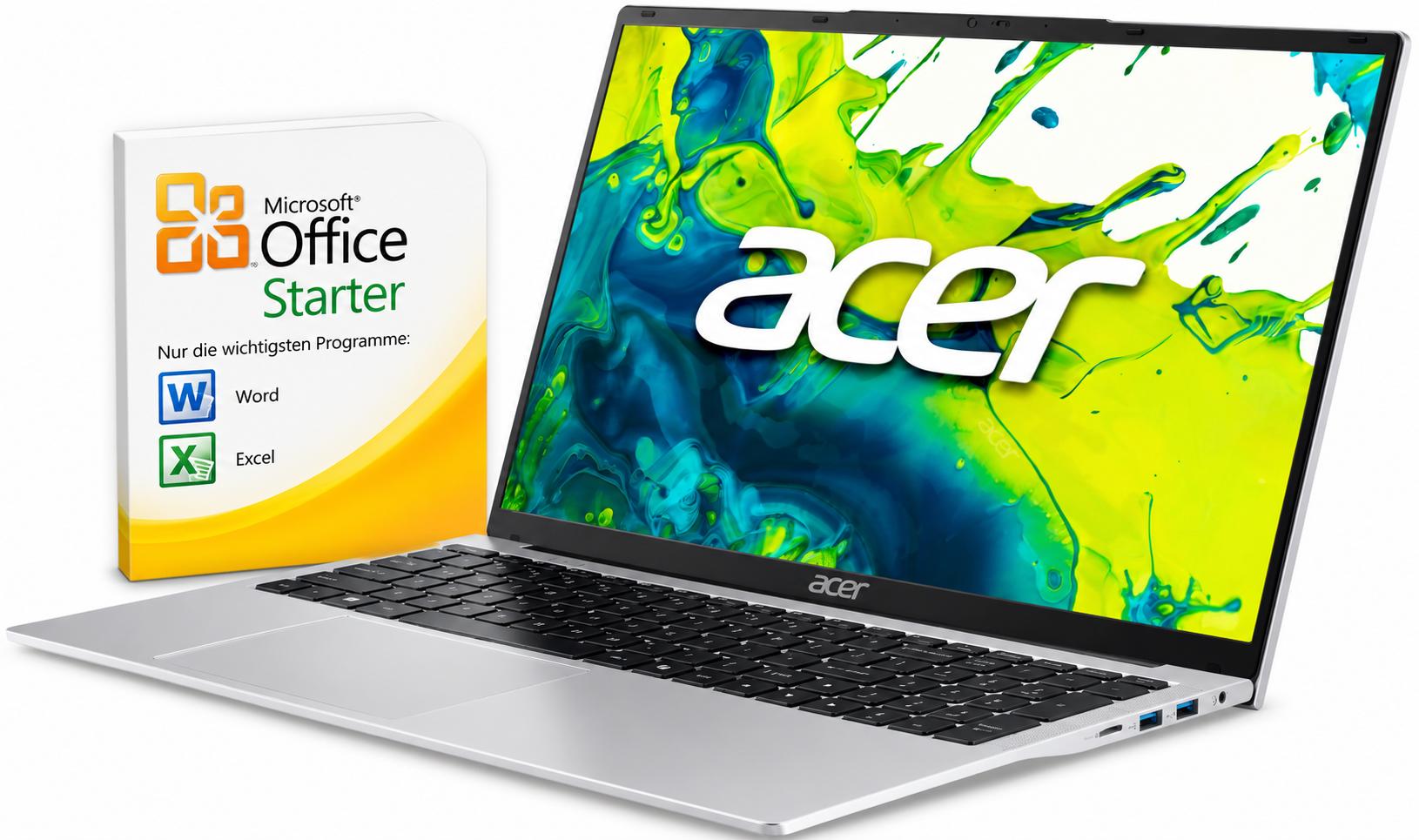 ACER Laptop 17", Intel N355, 8GB DDR4, 512GB SSD, Lite, Windows 11, Office Starter