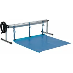 Chemoform Teleskop-Aufwickelvorrichtung für Pool-Abdeckung,2,4 - 4,4 Meter Teleskoprohr + Gestell portabel 34 cm Höhe