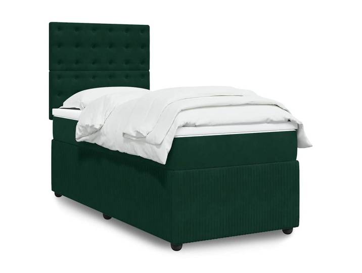 furnicato Bett 200 x 100 cm Boxspringbett Dunkelgrün Samt mit LED-Licht (1-tlg), Höhenverstellbares Einzelbett mit LED-Beleuchtung und USB-Anschluss