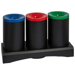 Papierkorb Orgavente TRISU 3x 50 L schwarz feuersicher feuerfester Papierkorb aus Stahl