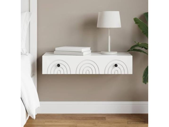 RJPLMFV Wandtisch, Weiß, 87,5 x 34,5 x 17 cm Holzwerkstoff, Schublade mit Metallgriff, für Wohnzimmer, Schlafzimmer, Büro