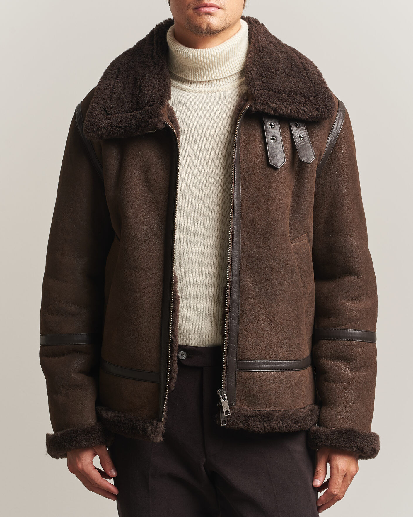 Gant Classic Shearling Jacket Black Brown men L Brun