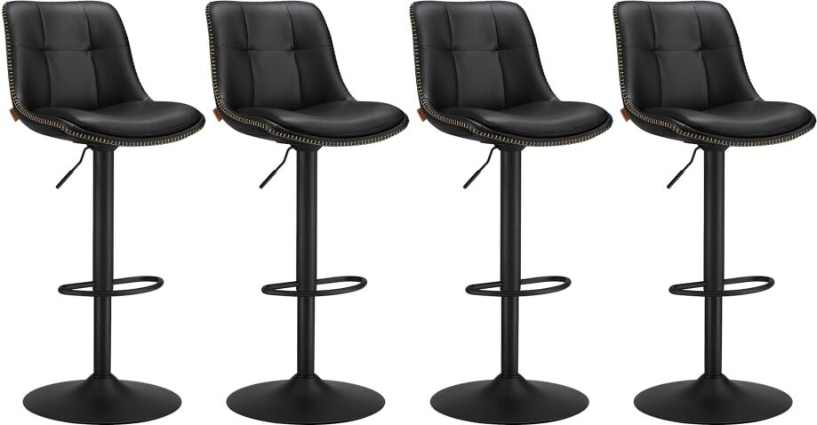 VASAGLE Ensembles de 4 tabourets de bar pivotants rembourrés noirs noir Noir 43x114x49cm