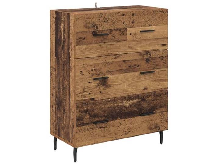 HGFDVCMR Sideboard Altholz-Optik 69,5x34x90 cm Kommode Eisen Kompakter Anrichte-Schrank für Wohnzimmer und Esszimmer mit geräumigen Schubladen und stabiler Eisen-Konstruktion.