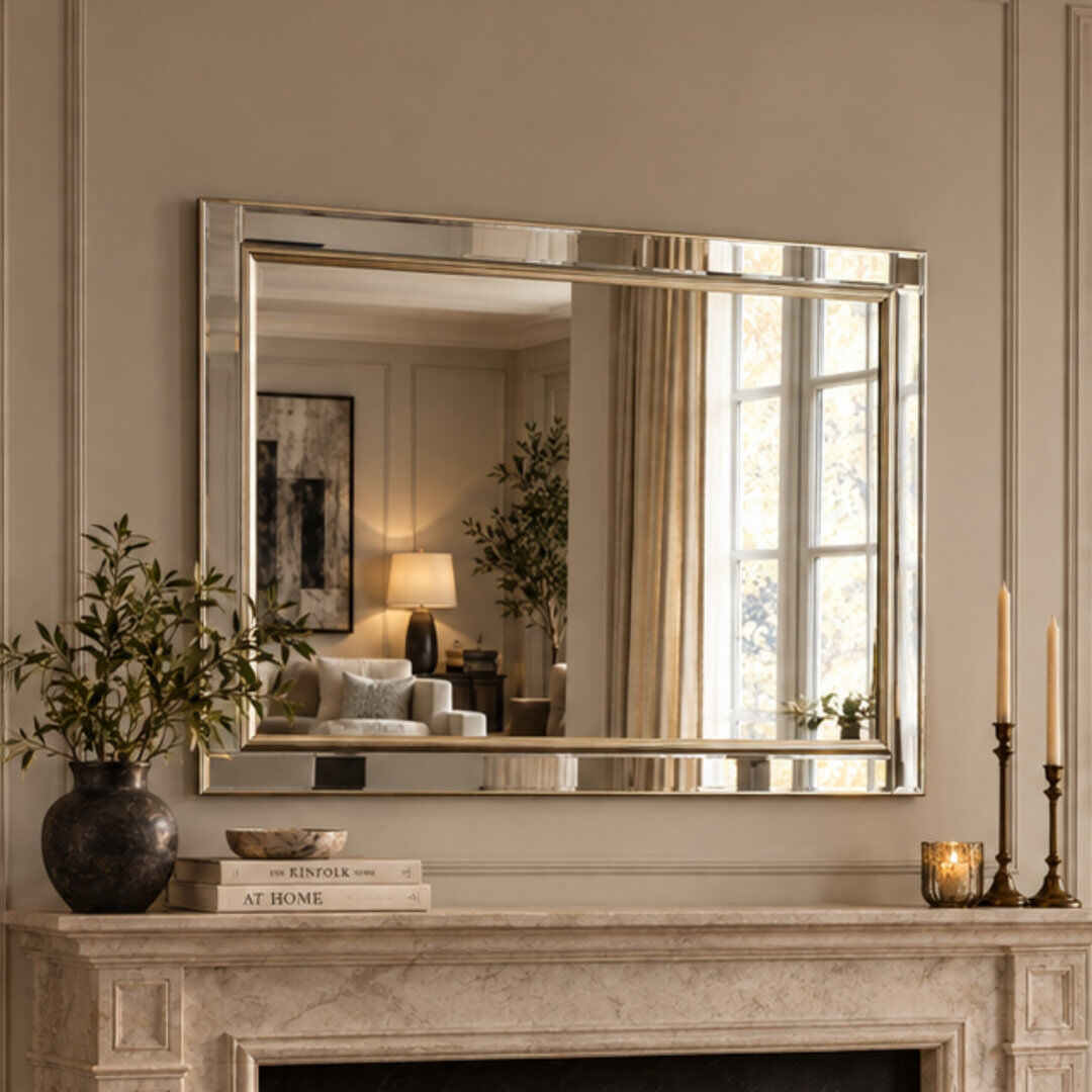 Etta Avenue Abbate Venetian Bevelled Accent Wall Mirror Silver 136cm H x 106.5cm W