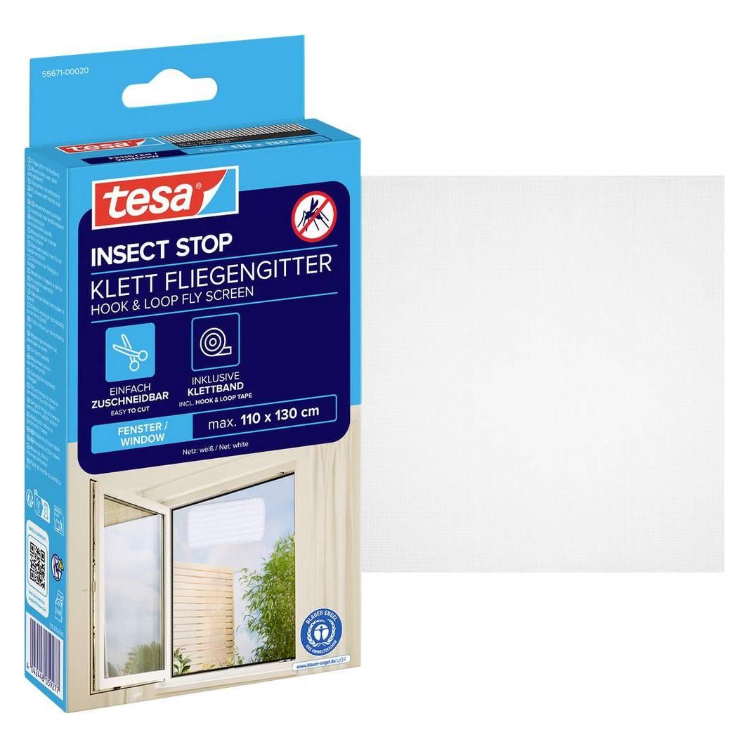 tesa Insektenschutz STANDARD für Fenster, mit Klettband, ohne Bohren (110 x 130 cm) (55671-00020-03)
