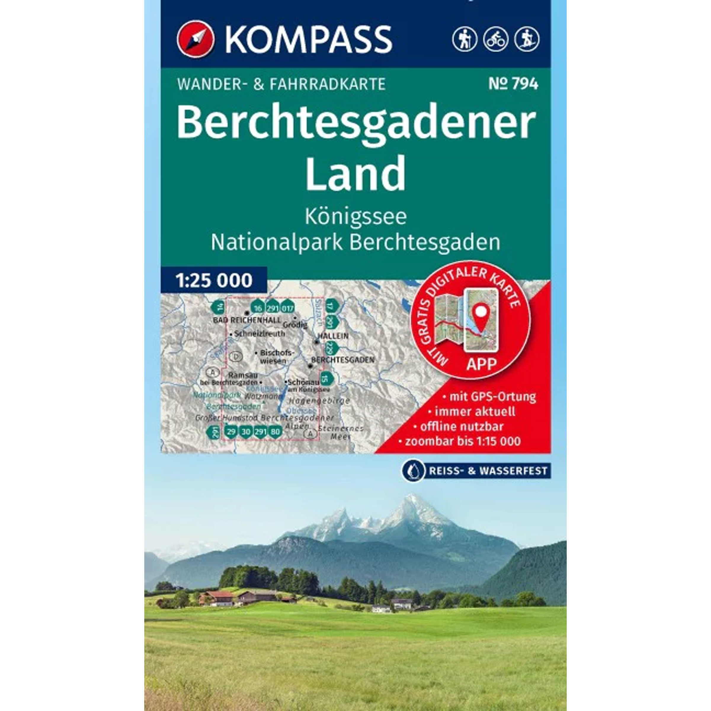 Kompass Verlag WK 794 Berchtesgadener Land - Königssee Topografische Karten tuerkis