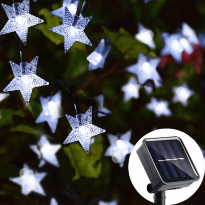 Inspire Curations Solar Star String Lights Outdoor LED Solar Powered Fairy Lights For Patio Garden Wedding Decor white 5m 20led